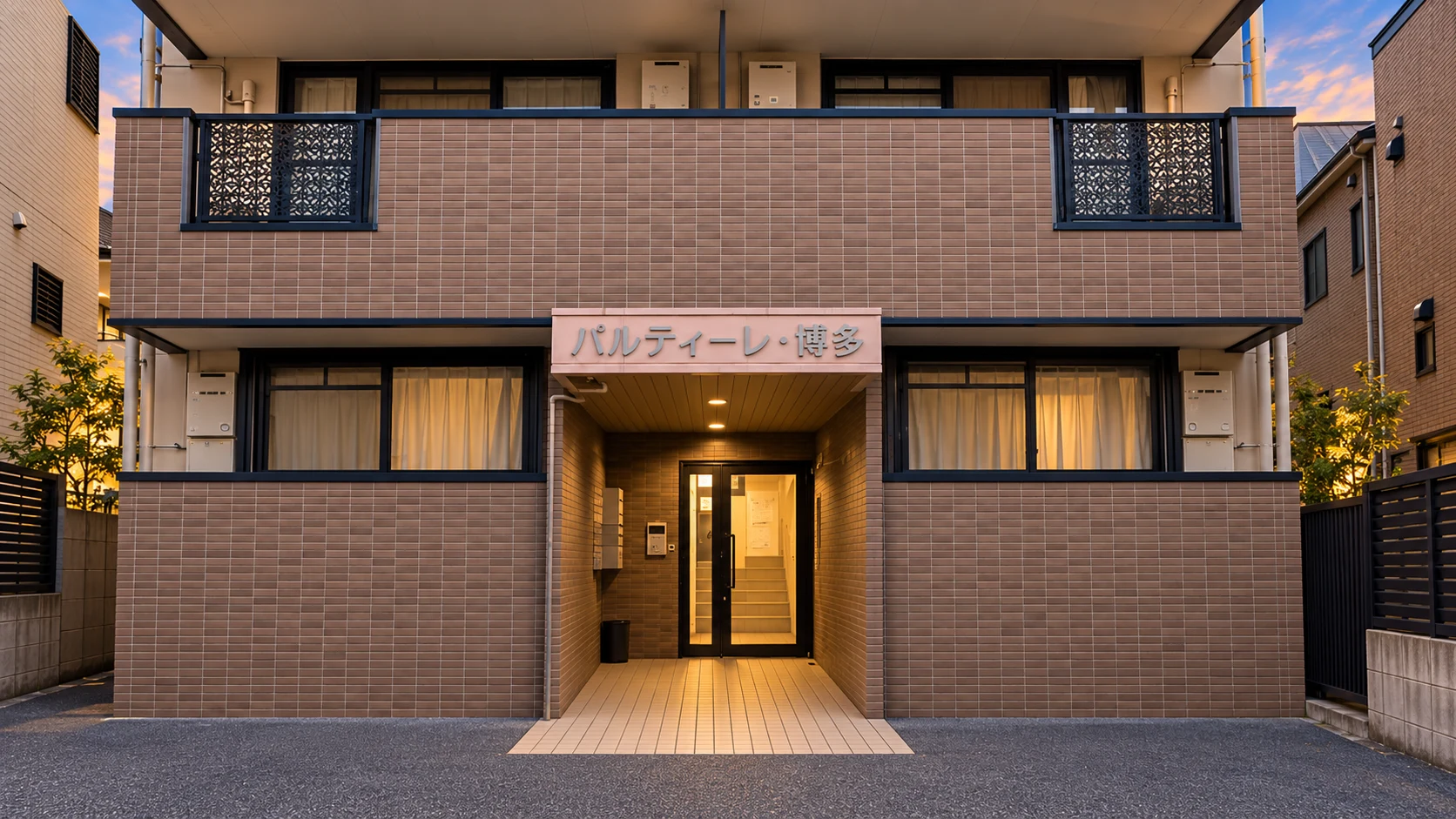 実際の外観写真をもとに生成したエントランスのイメージ